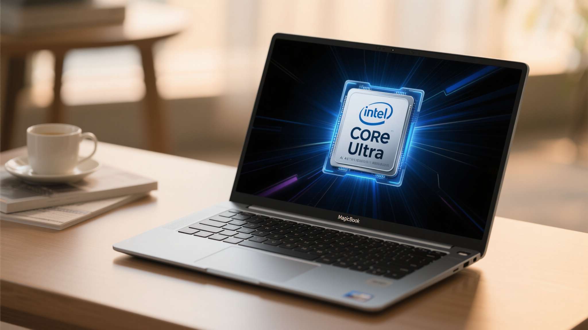 MagicBook&nbsp;16搭载英特尔酷睿Ultra处理器，内置AI加速引擎，能够智